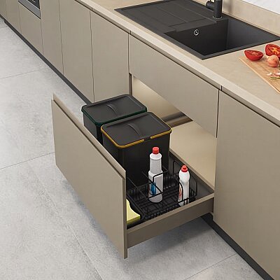 Starax 60 Cm Manuel Çekmece İçi Çöp Kovası Taşınabilir Sepetli (S-2534-A) - Starax