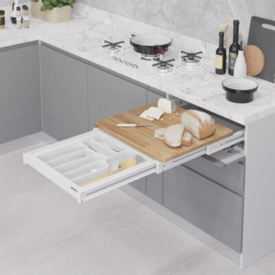 Starax 60cm Çekmece İçi Fonksiyonel Kesme Tablası Beyaz Renk (S-2156-W) - 1