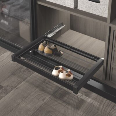 Starax 60cm Gizli Raylı Alüminyum Ayakkabılık Antrasit Renk (S-6731-A) - 1