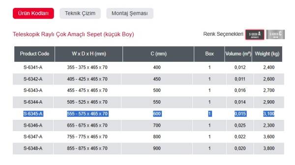 Starax 60cm Teleskopik Raylı Çok Amaçlı Küçük Boy Sepet (S-6345-A) - 3