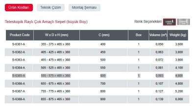 Starax 60cm Yan ve Tavan Bağlantılı Teleskopik Raylı Frenli Çok Amaçlı Sepet (S-6365-A) - 3