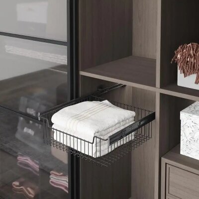 Starax 60cm Yan ve Tavan Bağlantılı Teleskopik Raylı Frenli Çok Amaçlı Sepet (S-6365-A) - Starax (1)