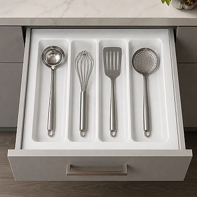 Starax 54x49 Beyaz Plastik Kepçelik 4 Gözlü Modül 60cm (S-2687-WP) - Starax