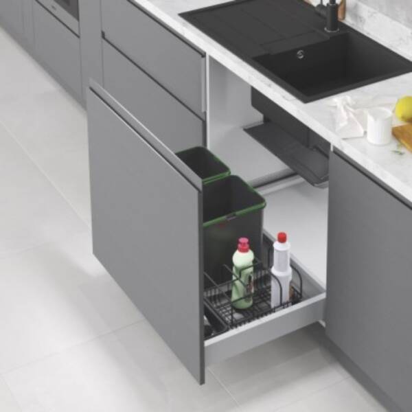 Starax 70cm Çekmece İçi Çöp Kovası Taşınabilir Sepetli (Otomatik) 12+2 Litre Antrasit (S-2547-A) - 1
