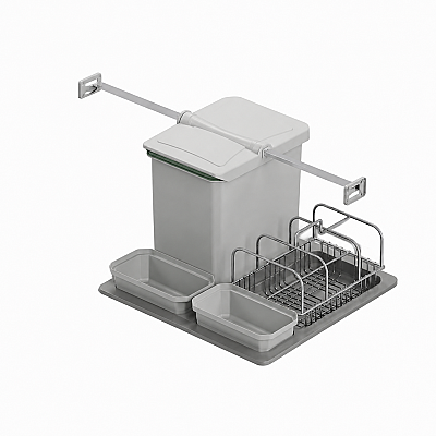 Starax 70cm Çekmece İçi Tekli Çöp Kovası Taşınabilir Sepetli (Otomatik) 12+2 Litre Gri Renk (S-2547-G) - Starax (1)