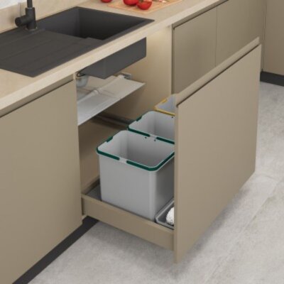 Starax 70cm 2 Kova 16+16+1+1 Litre Çekmece İçi Otomatik Çöp Kovası (S-2546-G) - Starax