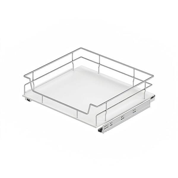 Starax 80cm Ahşap Tablalı Bağımsız Çift Açılım Gizli Raylı Çekmece Krom Renk (S-2618-C) - 2