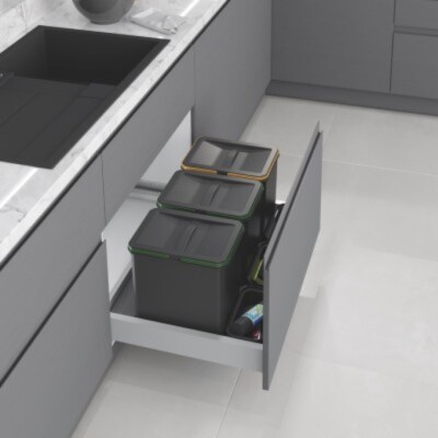 Starax 80cm Çekmece İçi Çöp Kovası 48+3 Litre (Manuel) Antrasit Renk (S-2552-A) - 1