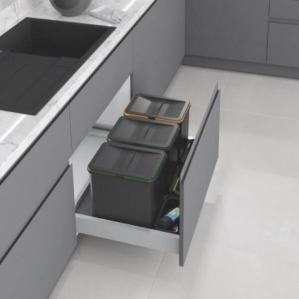 Starax 80cm Çekmece İçi Çöp Kovası 48+3 Litre (Manuel) Antrasit Renk (S-2552-A) - 1