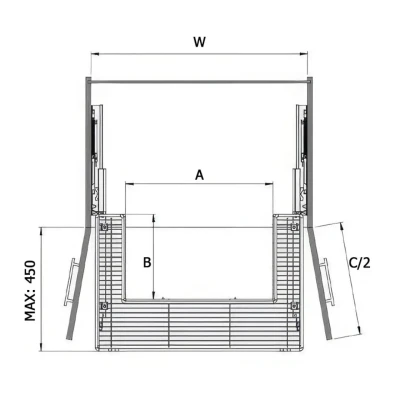 Starax 90cm Bağımsız Eviye Altı Çift Açılım Gizli Raylı Çekmece Antrasit Renk (S-2352-A) - 5