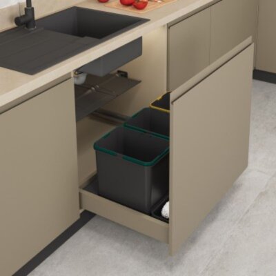 Starax 70cm 2 Kova 16+16+1+1 Litre Çekmece İçi Otomatik Çöp Kovası (S-2546-A) - Starax