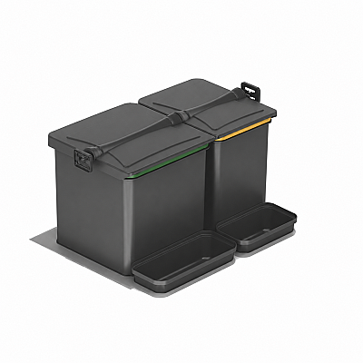 Starax 70cm 2 Kova 16+16+1+1 Litre Çekmece İçi Otomatik Çöp Kovası (S-2546-A) - Starax (1)