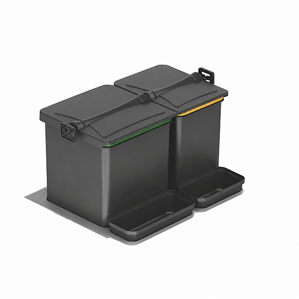 Starax 70cm 2 Kova 16+16+1+1 Litre Çekmece İçi Otomatik Çöp Kovası (S-2546-A) - 2