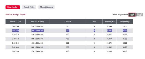 Starax Askılı Çamaşır Sepeti Antrasit Modül 35cm (S-8112-A) - 3