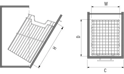Starax Askılı Çamaşır Sepeti Krom 55cm Antrasit Modül (S-8116-A) - 3