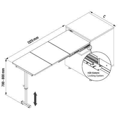 Starax Ayaklı Katlanır Masa Mekanizması 80cm Beyaz (S-2147-W) - 6