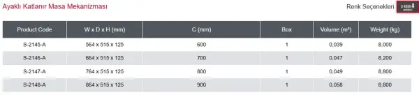 Starax Ayaklı Katlanır Masa Mekanizması 90cm Antrasit Renk (S-2148-A) - 6