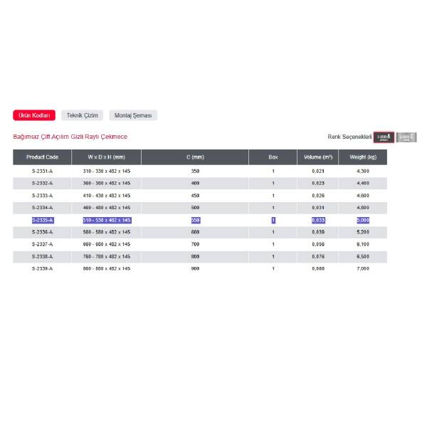 Starax Bağımsız Çift Açılım Gizli Raylı Çekmece Frenli Antrasit 55cm (S-2335-A) - 4