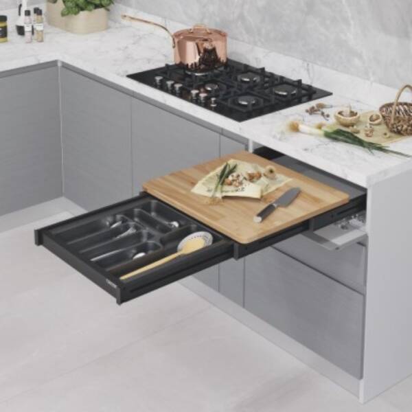 Starax 90cm Çekmece İçi Fonksiyonel Kesme Tablası Antrasit Renk (S-2159-A) - 1