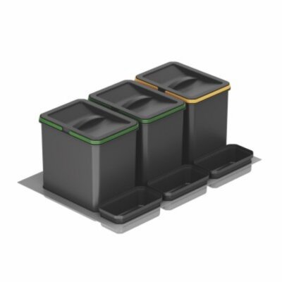 Starax Çekmece İçi Manuel Çöp Kovası 48+3 Litre Antrasit 90cm (S-2562-A) - Starax (1)