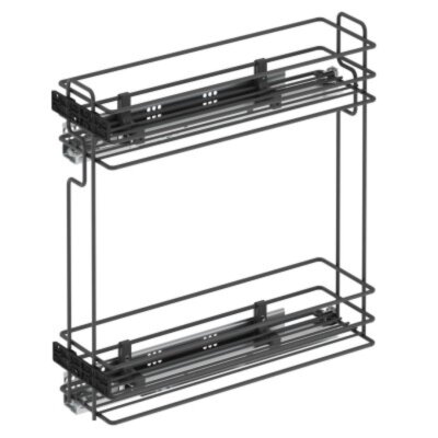 Starax Gizli Raylı Çift Aç Frenli Sağ Deterjanlık & Şişelik Antrasit Modül 20cm (S-2442-A) - 2