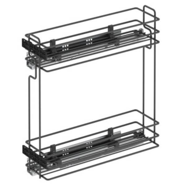 Starax Gizli Raylı Çift Aç Frenli Sağ Deterjanlık & Şişelik Antrasit Modül 20cm (S-2442-A) - 2