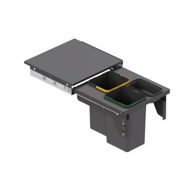 Starax 50cm 12+12+1Lt Kapağa Monte Çöp Kovası Frenli Antrasit Renk 2 Kovalı (S-2383-A) - Starax (1)