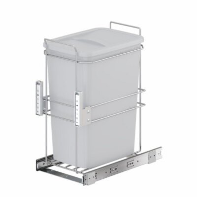 Starax Kapağa Monte Teleskopik Raylı Zemin Bağlantılı Çöp Kovası 35 Lt Frenli Gri 30cm (S-2591-G) - Starax (1)