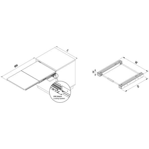 Starax 60cm Katlanır Masa Mekanizması Beyaz Renk (S-2140-W) - 6