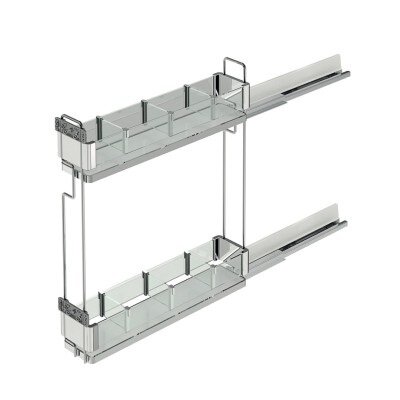 Starax 15cm Premium Kaymaz Yüzeyli Ahşap Tablalı Şişelik - Çift Açılım Krom Renk Sağ Yön (S-2661-P-A) - Starax (1)