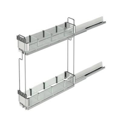 Starax 15cm Premium Kaymaz Yüzeyli Ahşap Tablalı Şişelik - Çift Açılım Krom Renk Sağ Yön (S-2661-P-A) - 2