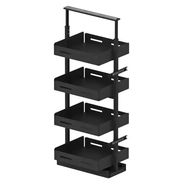 Starax 45cm Unique Box 4 Sepetli Gizli Raylı Frenli Kiler Sistemi Antrasit Renk (S-1904-UB-A) - 2
