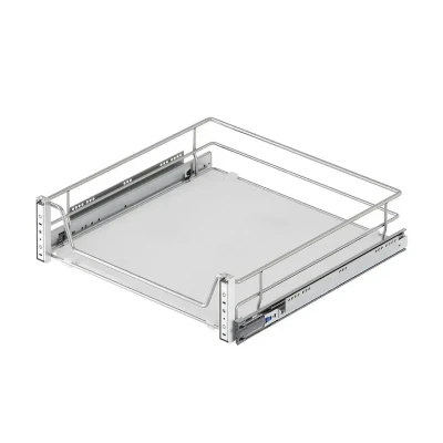 Starax 55cm Ahşap Tablalı Kapağa Monte Teleskopik Raylı Çekmece Krom Renk (S-2361-C) - 2