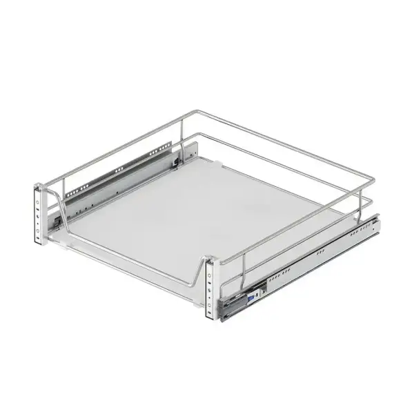 Starax 55cm Ahşap Tablalı Kapağa Monte Teleskopik Raylı Çekmece Krom Renk (S-2361-C) - 2