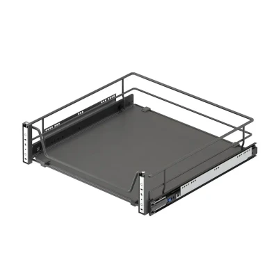 Starax 60cm Ahşap Tablalı Kapağa Monte Teleskopik Raylı Çekmece Antrasit Renk (S-2362-A) - 2