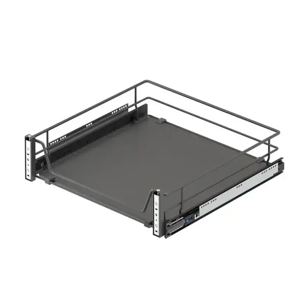 Starax 60cm Ahşap Tablalı Kapağa Monte Teleskopik Raylı Çekmece Antrasit Renk (S-2362-A) - 2
