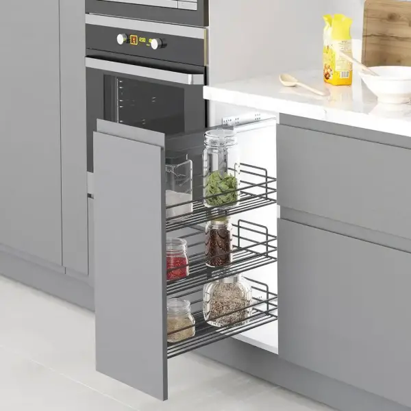 Starax 40cm Tel Hasır Sepetli Yandan Gizli Raylı Ünite Sol (90 Derece) Antrasit Renk (S-2793-A) - 1