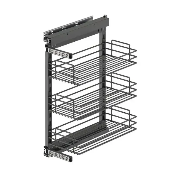Starax 40cm Tel Hasır Sepetli Yandan Gizli Raylı Ünite Sol (90 Derece) Antrasit Renk (S-2793-A) - 2