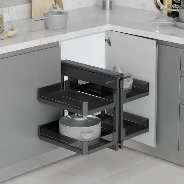 Starax 45cm Premium Bağımsız Körköşe Mekanizması Antrasit Renk (S-3007-P-A) - 1