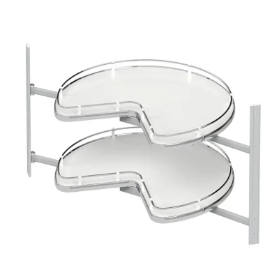 Starax 3/4 Borusuz Ahşap Tablalı Döner Sepet Takımı Krom Renk (S-3051-C) - 2