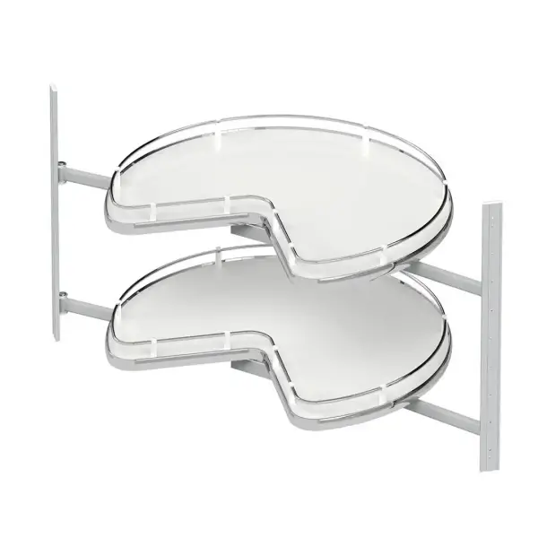 Starax 3/4 Borusuz Ahşap Tablalı Döner Sepet Takımı Krom Renk (S-3051-C) - 2