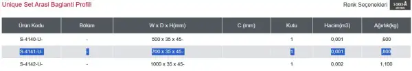 Starax Unique Set Arası Bağlantı Profili Antrasit Renk (S-4141-U-A) - 2