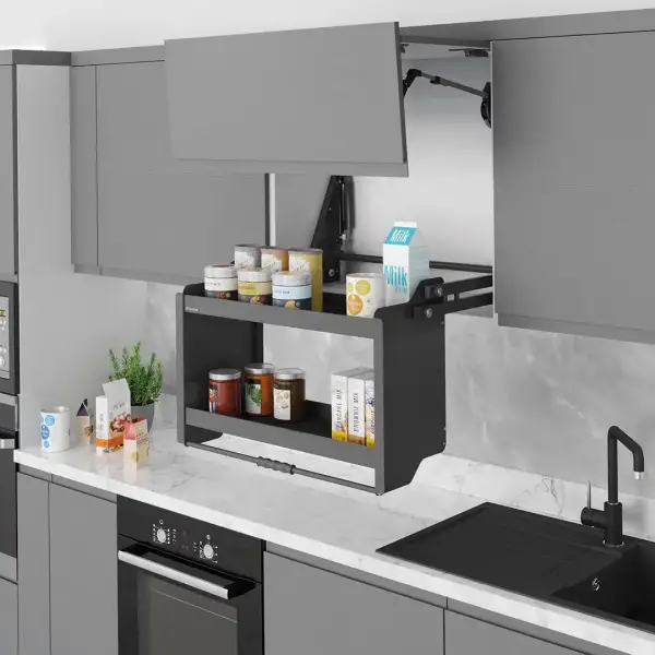 Starax 90cm Kaymaz Yüzeyli Raf Asansörü Antrasit Renk (S-5193-A) - 1