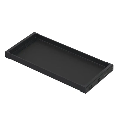 Starax 80cm Teleskopik Raylı Ahşap Raf Antrasit Renk (S-6397-A) - 2