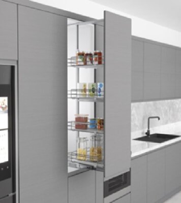 Starax Telekopik Kiler 5 Sepetli Ahşap Tablalı Krom (S-1535-C) - Starax