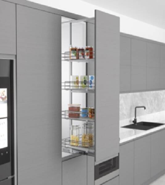 Starax Telekopik Kiler 5 Sepetli Ahşap Tablalı Krom (S-1535-C) - 1