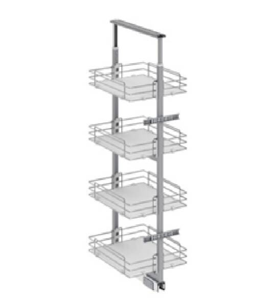 Starax Telekopik Kiler 5 Sepetli Ahşap Tablalı Krom (S-1535-C) - 2