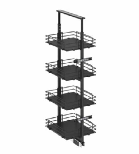 Starax Telekopik Kiler5 Sepetli Ahşap Tablalı Antrasit (S-1535-A) - 2