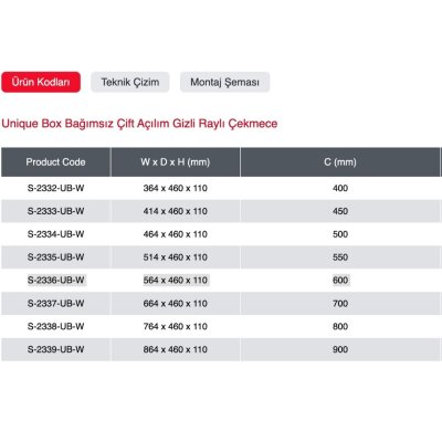 Starax Unique Box Bağımsız Çift Açılım Gizli Raylı Çekmece Beyaz Modül 60cm (S-2336-UB-W) - 3