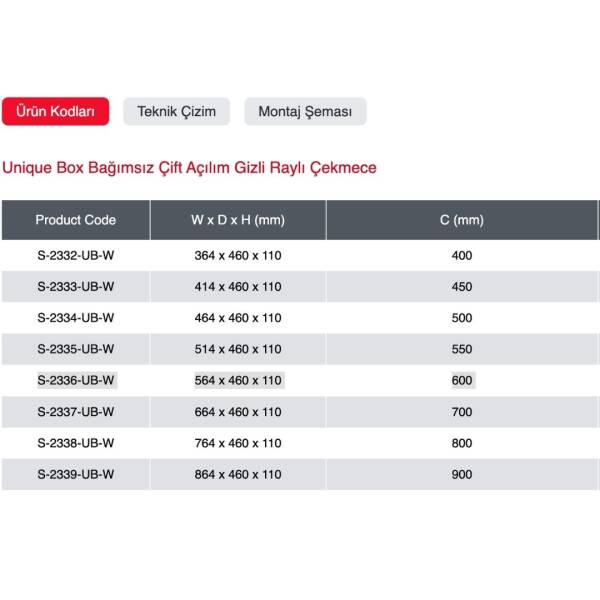 Starax Unique Box Bağımsız Çift Açılım Gizli Raylı Çekmece Beyaz Modül 60cm (S-2336-UB-W) - 3